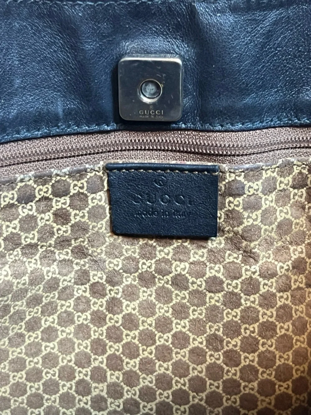 Gucci Amalfi Black Leather Hobo Shoulder Bag Web Strap Vintage - Picture 12 of 16